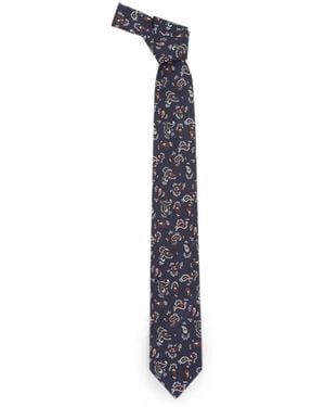 Lardini Paisley-Print Silk Tie - Blue