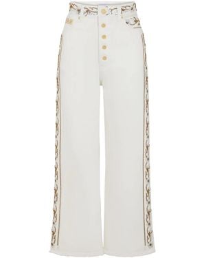 Rabanne Embroidered Mid-Rise Cropped Jeans - White