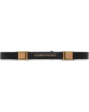 Elisabetta Franchi Logo Leather Belt - White