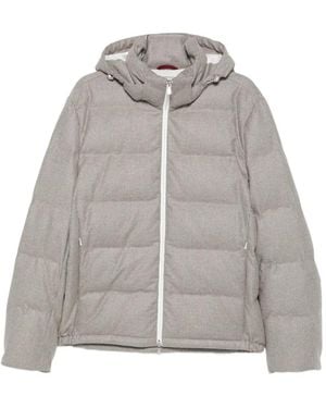 Brunello Cucinelli Houndstooth-Pattern Quilted Jacket - Gray