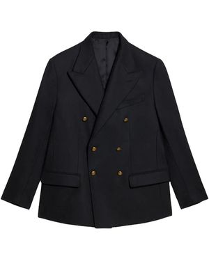 Fortela Double-Breasted Flap Pocket Blazer - Black