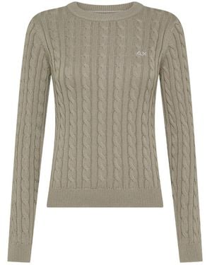 Sun 68 Cable-knit crew-neck sweater - Grau