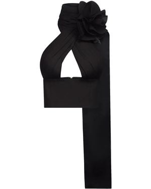 Area Flower Corsage ホルターネック トップ - ブラック