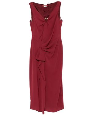 Max Mara Mstdetto Draped V-Neck Midi Dress - Red