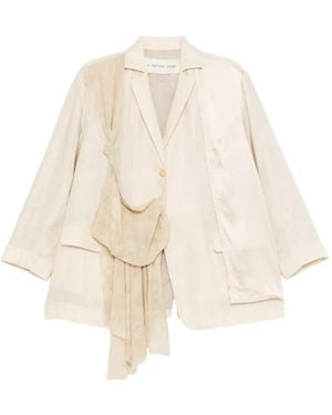 A Tentative Atelier Blazer En Jacquard À Détail Noué - Natural