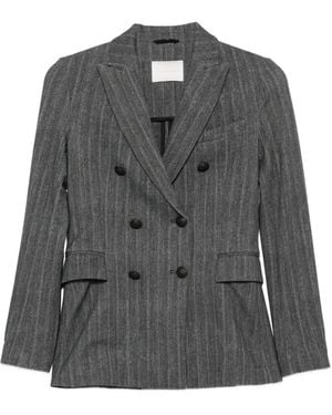Circolo 1901 Pinstripe-Patten Double-Breasted Blazer - Grey