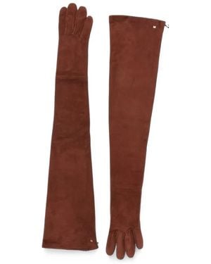 Max Mara Logo-Plaque Long Gloves - Brown