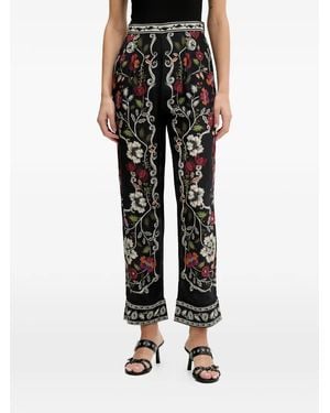 FARM Rio Floral-Print Trousers - Black