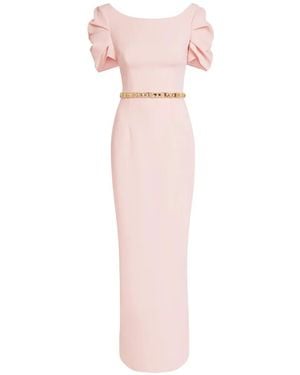 Safiyaa Vanna Sculptural-Sleeve Maxi Dress - Pink