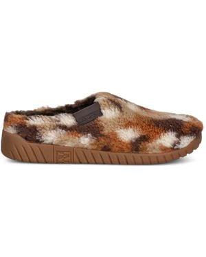 Napapijri Noreg Fleece-Texture Camouflage-Pattern Slippers - Brown