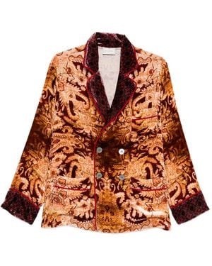 Pierre Louis Mascia Paisley-Print Double-Breasted Jacket - Orange