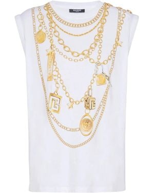 Balmain Collier-Print Vest - White