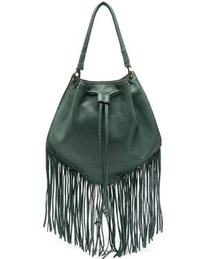 Caterina Lucchi Adelaide Fringe-Trimmed Leather Shoulder Bag - Green