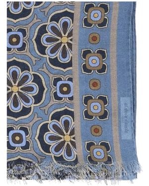 Al Duca d'Aosta Floral-Print Wool Scarf - Blue