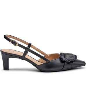 Frau Buckle-Detail Leather Court Shoes - White
