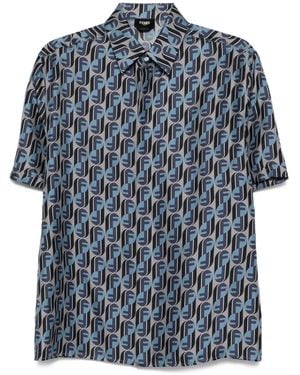 Fendi All-Over Printed Satin Shirt - Blue