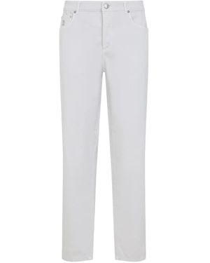 Brunello Cucinelli Logo Slim Jeans - White