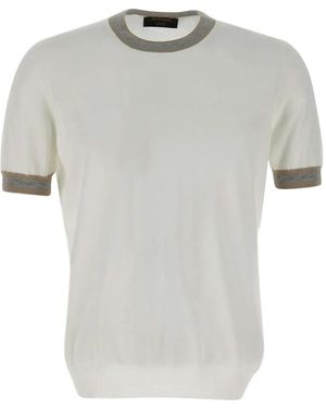 Gran Sasso Short-Sleeve Fine-Knit Top - White