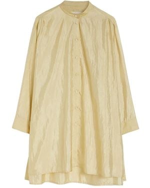 Jil Sander Mandarin-Collar Mini Shirt Dress - Natural