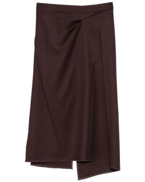 Victoria Beckham Pressed Tailored Wool Midi Skirt - Brown