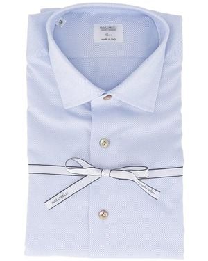 Mazzarelli Basket-Weave Slim-Fit Shirt - Blue