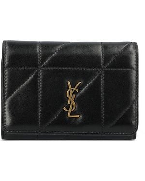 Saint Laurent Schmales Jamie Portemonnaie Aus Lammleder - Schwarz