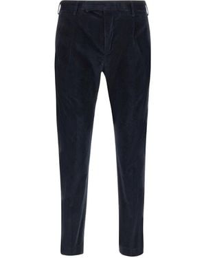 PT Torino Pleat-Front Corduroy Trousers - Blue