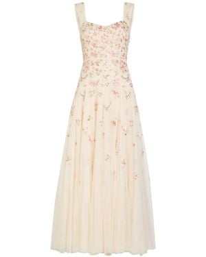 Needle & Thread Vestido De Fiesta Mayflower Ditsy Bordado - Blanco