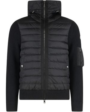 Moncler Quilted-Panel Hooded Cardigan - Black