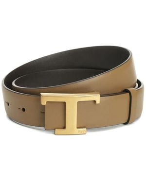 Tod's Leather T-Buckle Belt - Natural