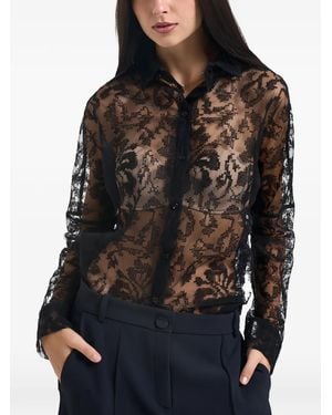 Semicouture Semi-Sheer Lace Shirt - Black