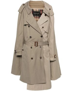 Balenciaga Double Sleeve Trench Coat - Natural