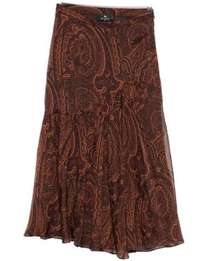Etro Paisley-Print Midi Skirt - Brown