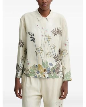Munthe Faiza Floral-Print Long-Sleeved Shirt - Natural
