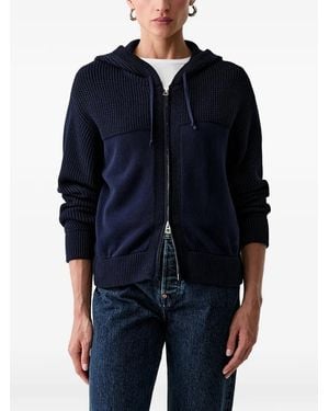 KENZO Textured-Knit Zip-Up Hoodie - Blue