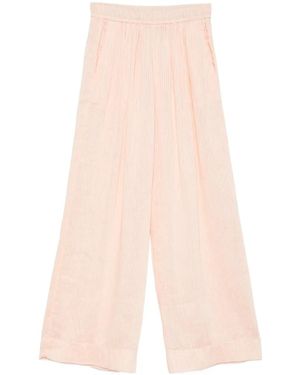 forte_forte Vertical-Stripe Wide-Leg Trousers - Pink