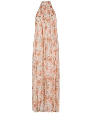 Semicouture Robe Fleurie Rosalind À Dos Nu - White