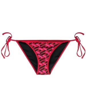 Versace Slip Bikini Con Stampa Grafica - Rosso