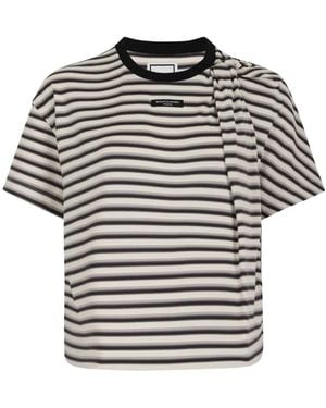 WOOYOUNGMI Striped Draped T-Shirt - Grey