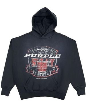 Purple Brand Graphic-Print Cotton Fleece Hoodie - Blue