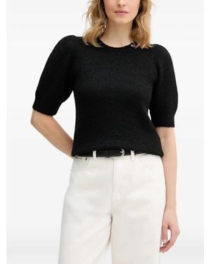 Joop! Kylie Puff-Sleeve Round-Neck Sweater - Black