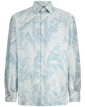 Billionaire Printed Silk Shirt - Blue