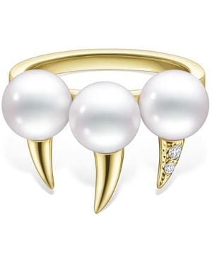 Tasaki 18Kt Geelgouden Collection Line Danger Fang Ring Met Parel - Wit