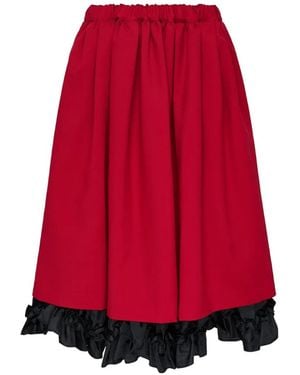 Comme des Garçons Pleated Ruffled Midi Skirt - Red