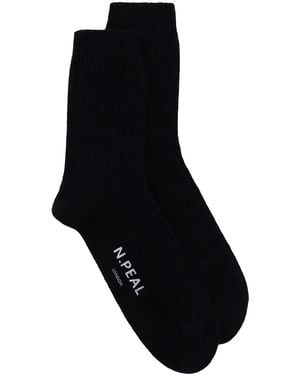 N.Peal Cashmere Chaussettes En Cachemire À Logo Imprimé - Bleu