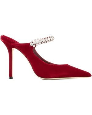 Jimmy Choo 10 Mm Muiltjes Met Puntige Neus En Verfraaid Met Kristallen - Rood