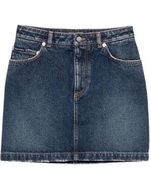 Dolce & Gabbana Jupe En Jean À Plaque Logo - Bleu