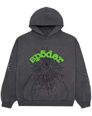 Sp5der Wait Web Hooded Sweatshirt - Grey