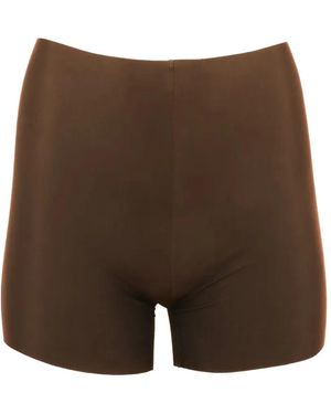 Fleur du Mal Le Stretch Micro Seam-Free Shorts - Brown