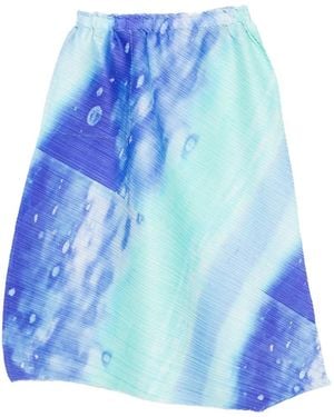 Pleats Please Issey Miyake Pleated Abstract-Print Midi Skirt - Blue